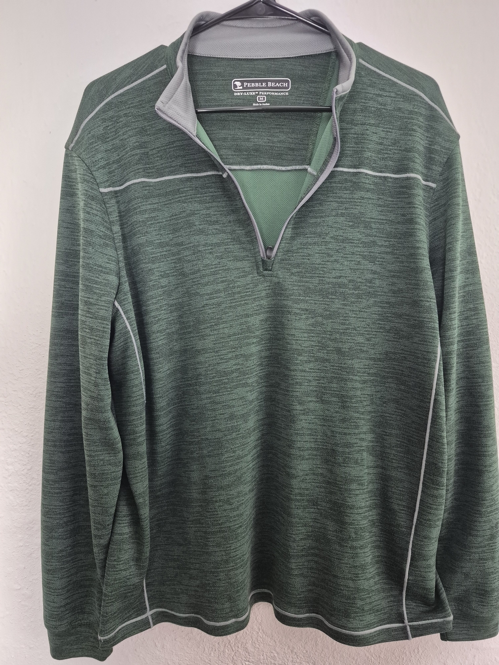 Pebble Beach Men's Heather Forest Green Quarter-Zip Pullover.Size Med